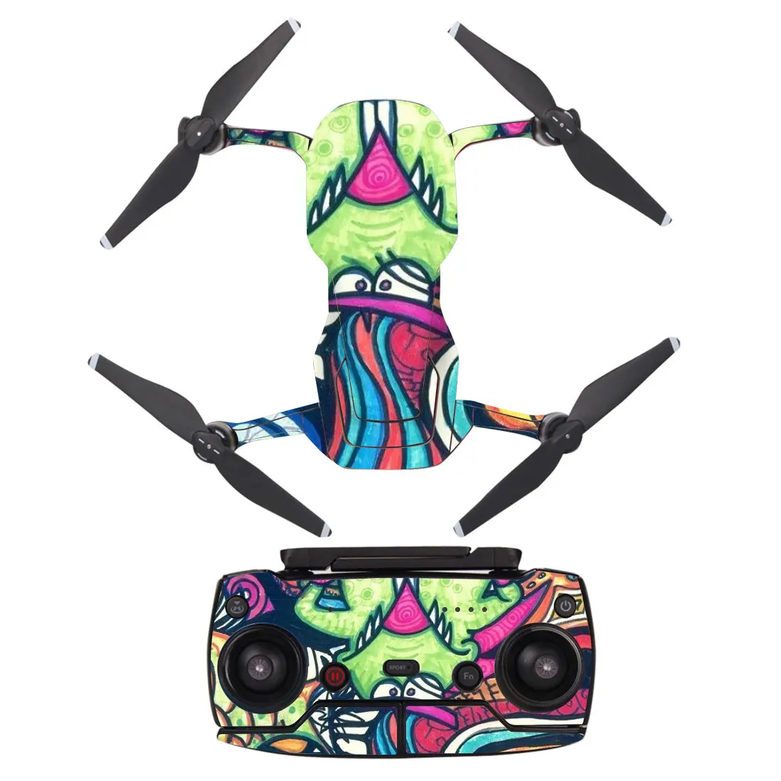 Funny Style Decal Vinyl Skin Sticker For DJI Mavic Air Drone + Remote Controllers + 3 Batteries Protection Film Cover