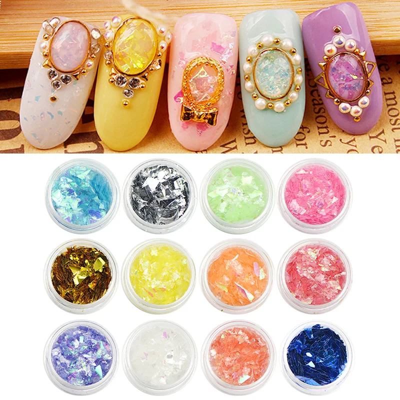 Смешанные 12 цветов цветной резьба узор пудра гель лак для ногтей Блеск