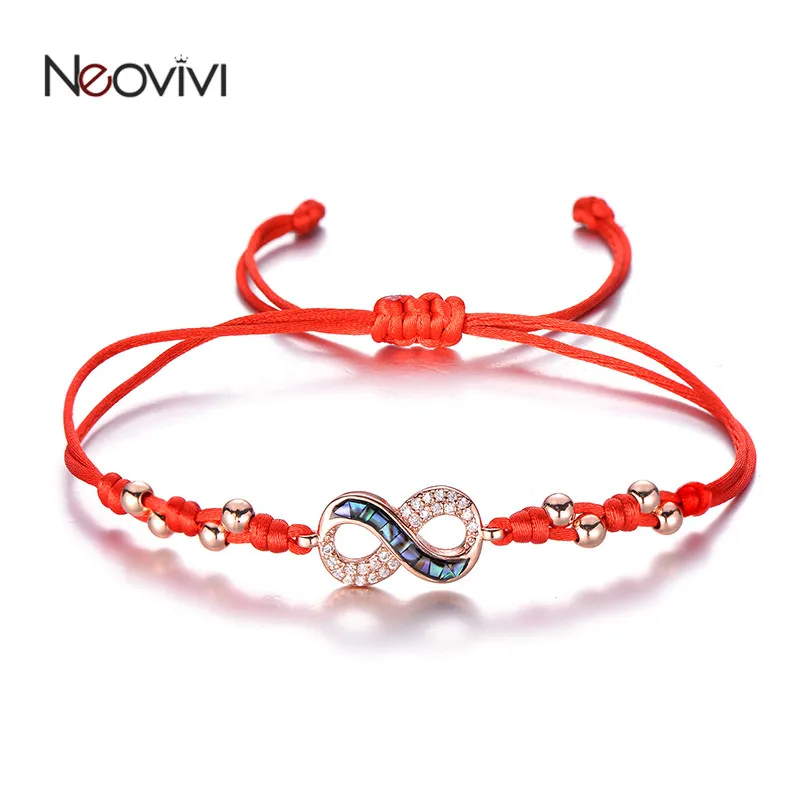 Neovivi Восемь символов бесконечности Шарм-браслет CZ ракушки части шармы Красный