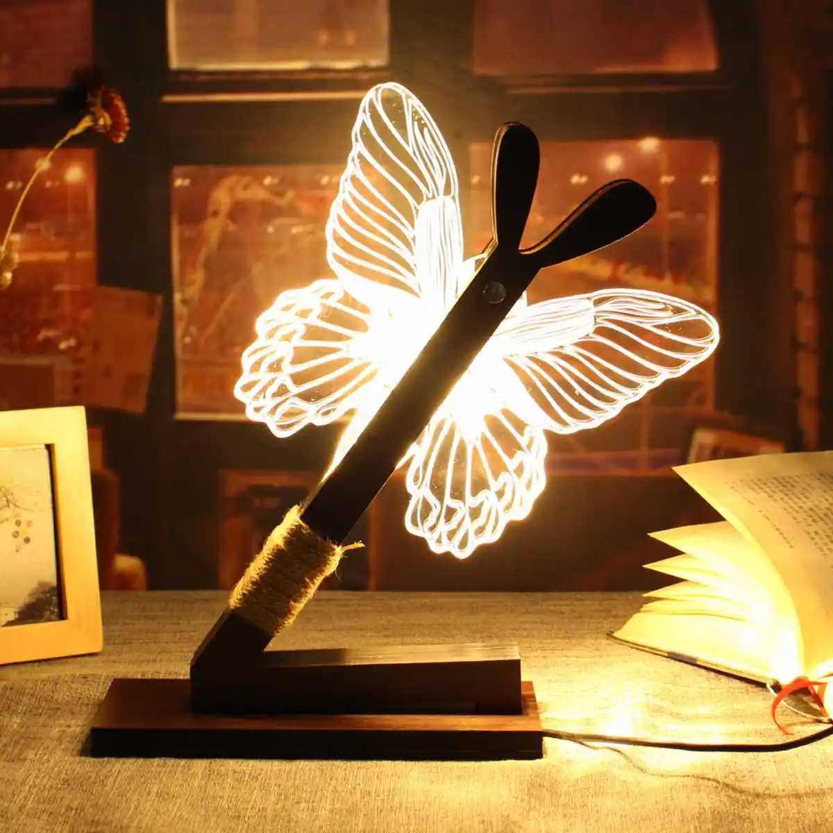 

Smuxi 3D LED Night Light Butterfly USB Adjustable Light Brightness Night Lamp Warm Light for Home Livingroom Bedroom Decor