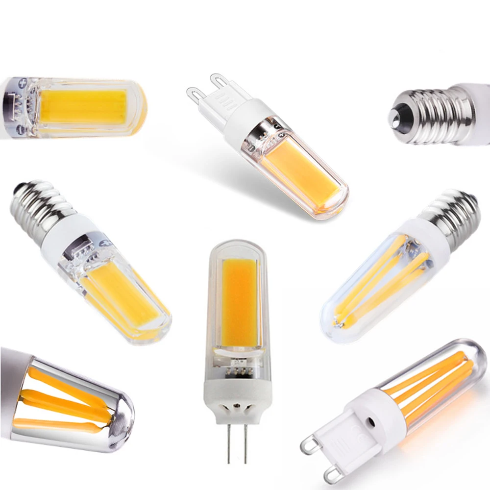LED COB 전구 3000k 4000k 6000k 기계 샹들리에 크리스탈 전구, 할로겐 교체, 110V 220V 6W, G9 G4 E14, 10 개