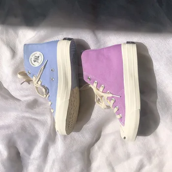 

2020 Spring New Discoloration Women High-top Canvas Shoes Sneakers Breathble Casual Ultra-violet Tide Vulcanized Shoes W25-09