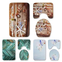 Стиль зеленая доска Печатный коврик для унитаза набор ковриков 3 шт. Противоскользящий водопоглощающий коврик для ванной комнаты поперечная граница Горячая Se