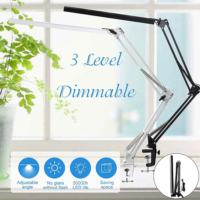 

3 Mode Table lamp for Touch Control Eye Protect Table Light Double Arm Adjustable Multi Angle Rotating Clip On Desk Lamp DC5V