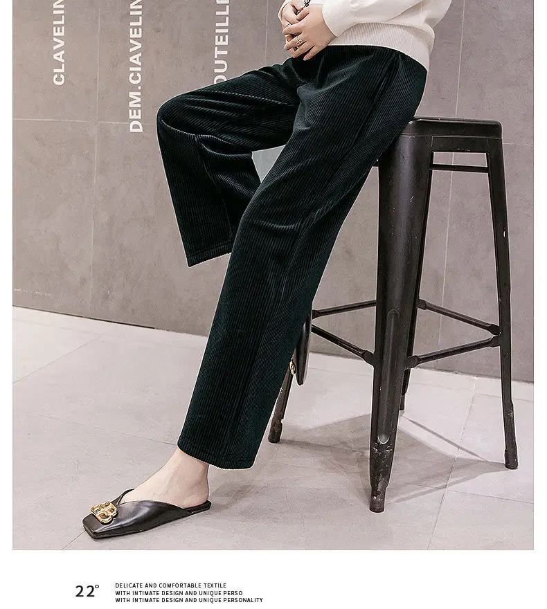 Pregnancy Abdominal Corduroy Pants Boyfriend Trousers Maternity Pants For Pregnant Women Clothes High Waist Trousers Loose Pants