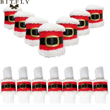 

BITFLY Christmas Belt Napkin ring New year festival party Santa Claus Belt Buckle Xmas tableware Home DIY decoration supplies