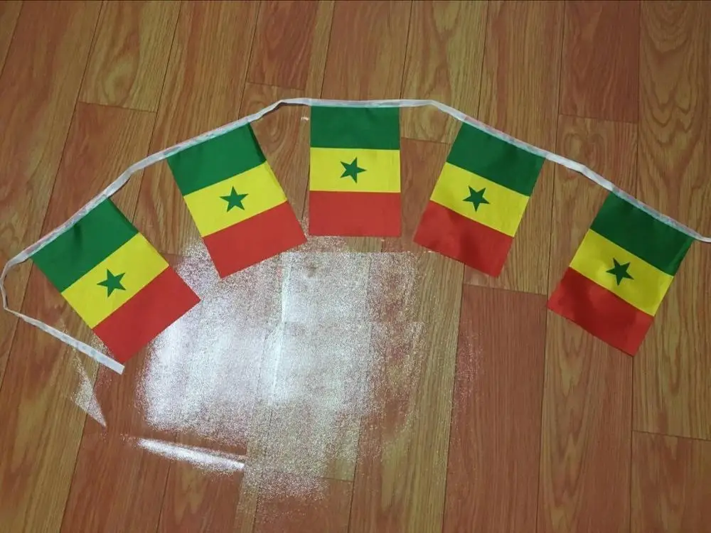 Кафник, 5 метров 20 граней 14*21 см Iran/Kuwait/irakh/Ghana струнный флаг баннер бар для вечерние украшения/Мир события карнавал Декор - Цвет: Senegal