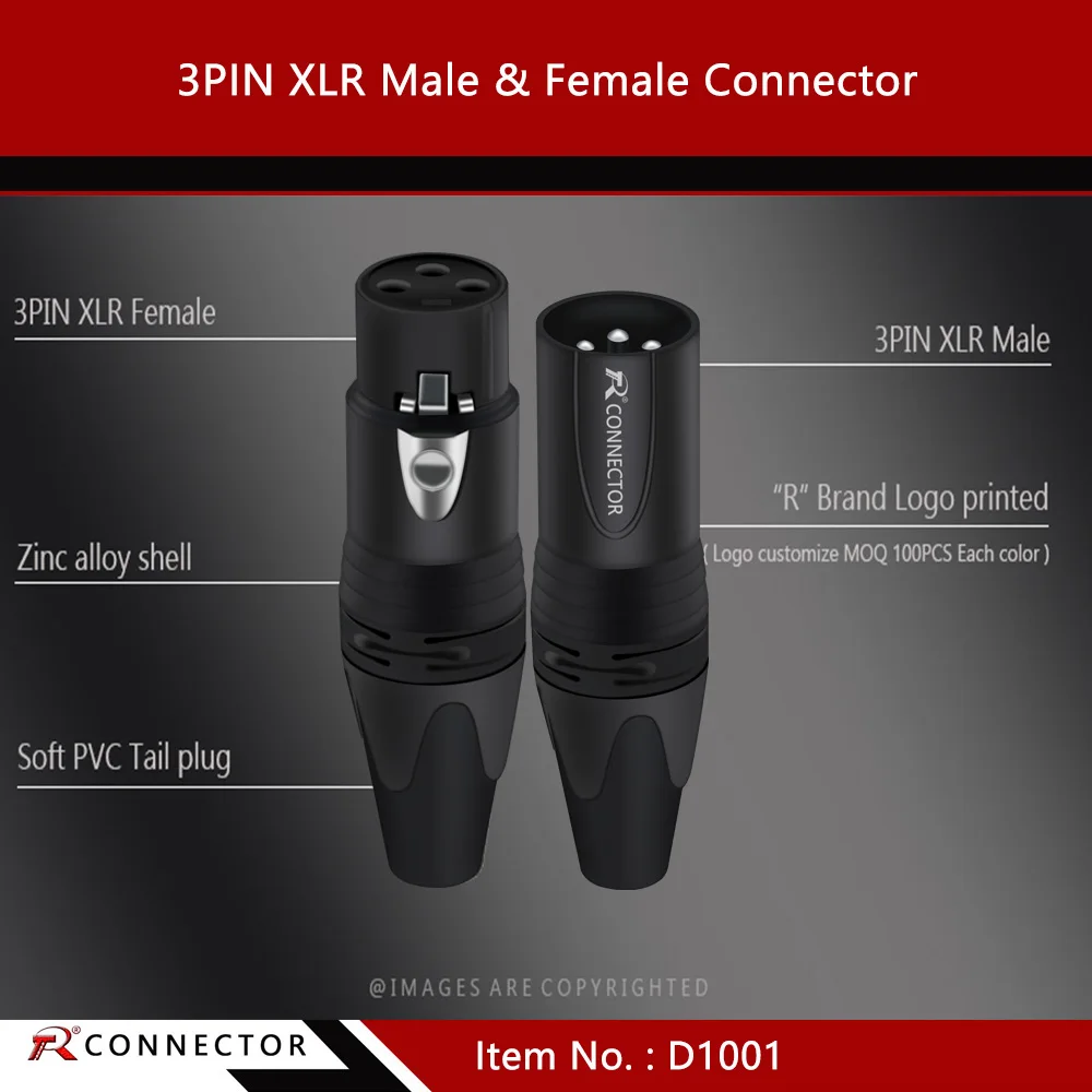 NC3MXX&NC3FXX XLR Connector 3 Pin Soldering XL Male Plug&Female Jack Audio Microphone Connector 7colors Available 1pc wire connector terminals,wire connector,electrical connectors,electrical connector,cable connector