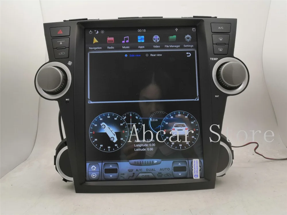 12,1 ''Tesla стиль Android 8,1 автомобильный dvd-плеер gps навигация для Toyota Highlander 2007-2013 стерео Мультимедиа Радио ips PX6 ips