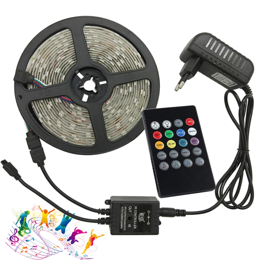 Светодиодная лента RGB 5050 SMD 5 м 10 светильник аемая блок питания Диодная