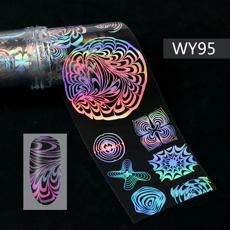 1 шт. голографические наклейки-лак для ногтей Переводные Звездные полоски наклейки для дизайна ногтей смешанные узоры ползунки для хобби ногтевой дизайн - Цвет: Y95 Nail Foils
