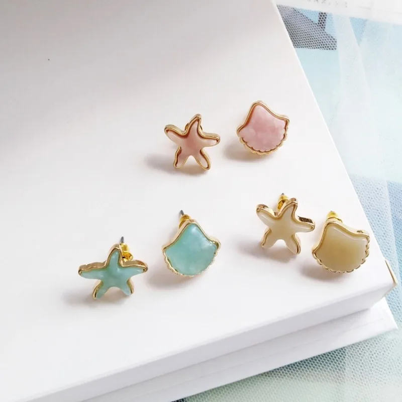 

Personality Simple Marine Series Jewelry Creative Aesthetic Resin Starfish Shell Earrings Fashion Girl Women's Accessories
