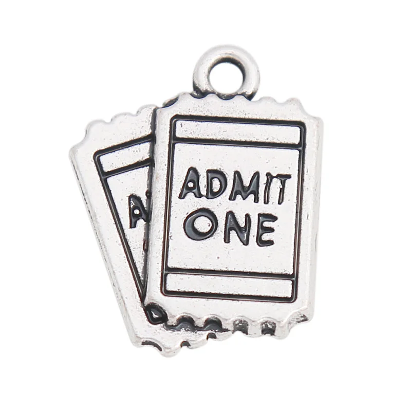 

HAEQIS Antique Silver Color Admit One exquisite Movie Ticket Shape Alloy Message Charms 16*20mm 50pcs AAC1247