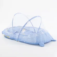Best Price New Portable Foldable Baby Kids Infant Bed Dot Zipper Mosquito Net Tent Crib Sleeping Cushion Collapsible Portable Pink and Blue