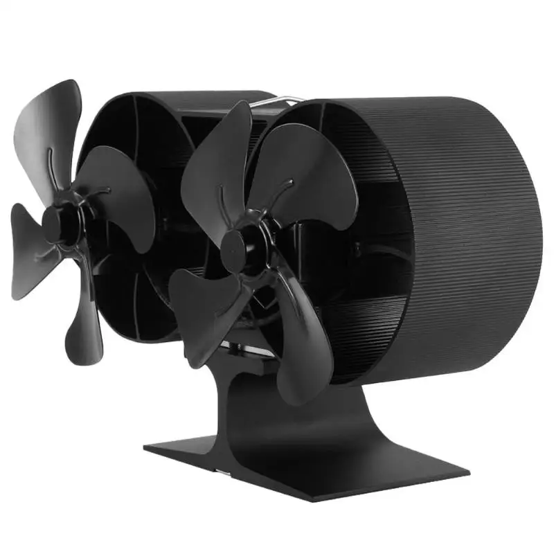 

Low Noise Fireplace Fan Home Efficient Heat Distribution Aluminum Burner Heat Powered Stove Fan 8 Blades Ventilation Device