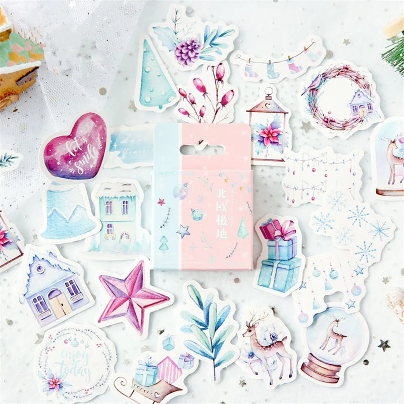 46 шт./кор. Рождественская наклейка для украшения ребенка DIY Kawaii Санта Клаус/Лось/Снеговик/Рождественская елка/наклейки с веночками школы