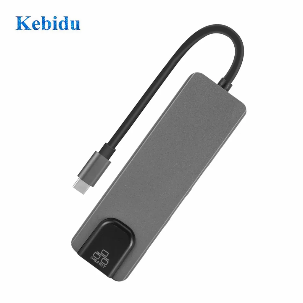 grey KEBIDU Hdmi 4K USB C концентратор к Gigabit Ethernet Rj45 Lan адаптер 5 в 1 usb type C концентратор для Mac book Pro Thunderbolt 3 USB-C зарядки - Цвет: grey