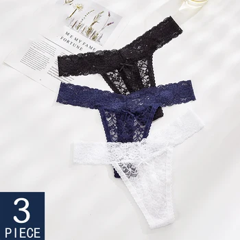 

Elovegirl Sexy Lace Women Thongs Underwear G-String Women Panties Plus Size Sexy Lace 3pcs Female Underwear New Thongs