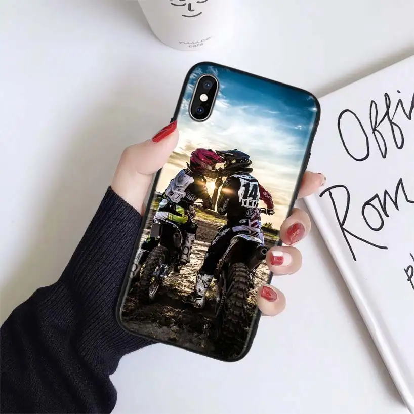 Moto cross dirtbikes чехол для Apple iphone 11 Pro XR XS Max X 7 8 6S Plus 5 5S SE Черный силиконовый чехол для телефона