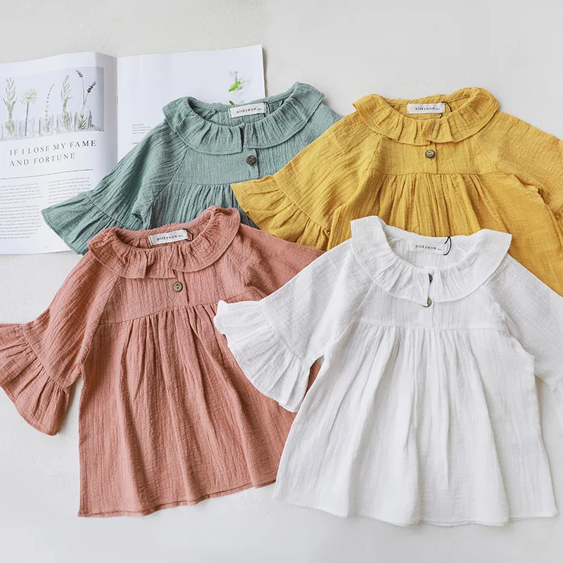 Korean Girl Blouse Ruffles Kids Toddler Casual Clothings Autumn Clothes | Детская одежда и обувь
