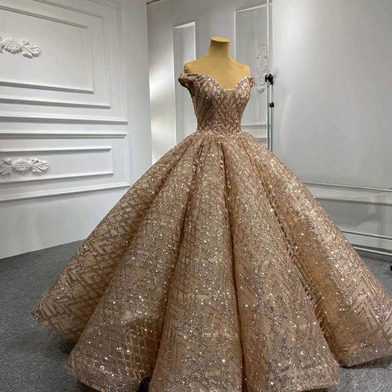 RSM66569 luxury women party dressess 2021 plus size swollen elegant dress women for wedding party sequin שמלות נשף ארוכות 4