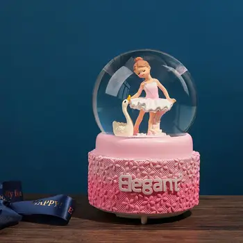 

Innovative INS Girl Dream Ballet Heart Pink Snow Lantern Crystal Ball Music Box Student Couple Gift Music Box Ornaments