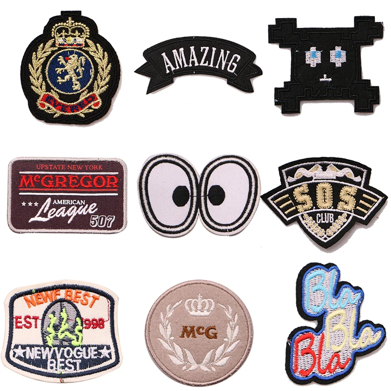 

4 Pcs Cartoon Decorative Patch Sos, eyes, medal icon Embroidered Applique Patches For DIY Iron on Badges Stickers on a backpack