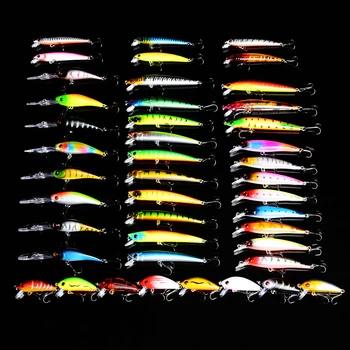 

YUZI 43 PCS Mixed Fishing Lure Hard Bait Lures Fishing Bait Treble Hooks Sinking Crankbait Fishing Tackle