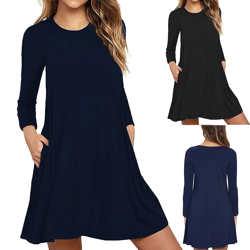 The Latest  New Pregnant Women Dresses Maternity Pure Double-pocket Long-Sleeved Lady's Autumn Dress Nursing Pr 