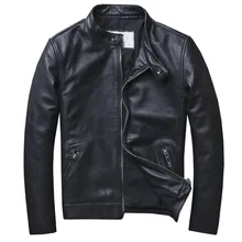 Черная Мужская мотоциклетная кожаная куртка в русском стиле, большие размеры XXXXXL, Натуральная Воловья кожа, весеннее тонкое байкерское кожаное пальто