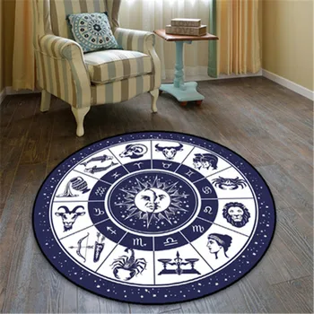 

Twelve Constellations Retro Personality Round Skid Resistance Short Plush Carpet Study Room Swivel Chair Cushion Ornaments X2375