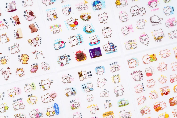 Kawaii Cat милые наклейки из мультфильмов наклейки Канцелярские Декоративные наклейки для детей девочек DIY дневник в стиле Скрапбукинг