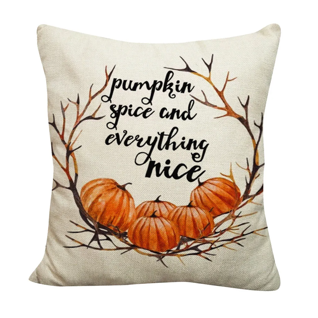 D Подушка на Хэллоуин Чехлы Happy Fall Y'all хлопково-льняные, для дивана автомобиля тыквы привидения Чехлы для подушек домашний декор Новинка# p7 - Цвет: D