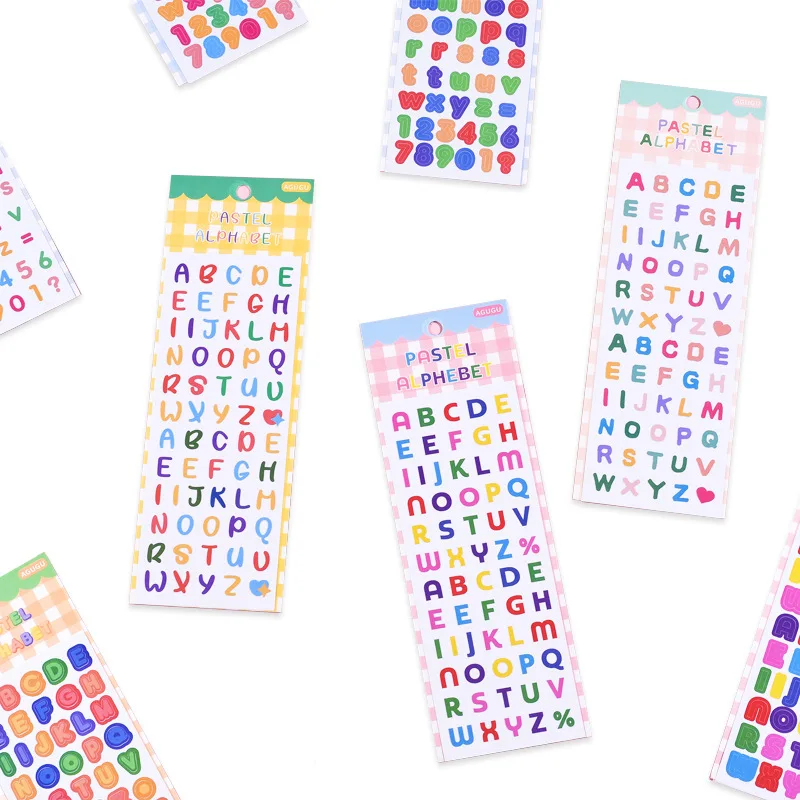 MOHAMM 2 Sheets PVC Waterproof Candy Colors Adhesive Alphabet Number  Stickers for Arts Crafts Scrapbooking Decoration Supplies