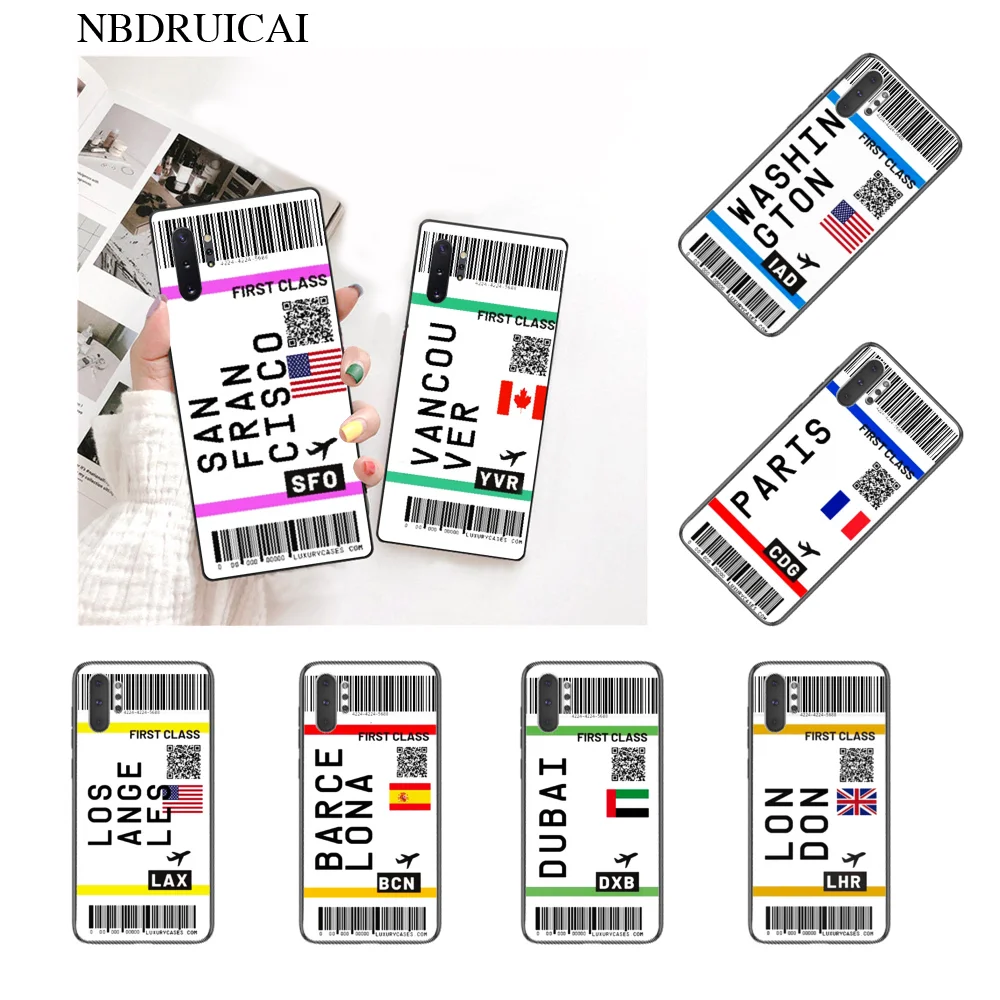 

NBDRUICAI Cute AIR TICKET FIRST CLASS Phone Case cover Shell for Samsung Note 3 4 5 7 8 9 10 pro A7 2018 A10 A40 A50 A70 J7 2018