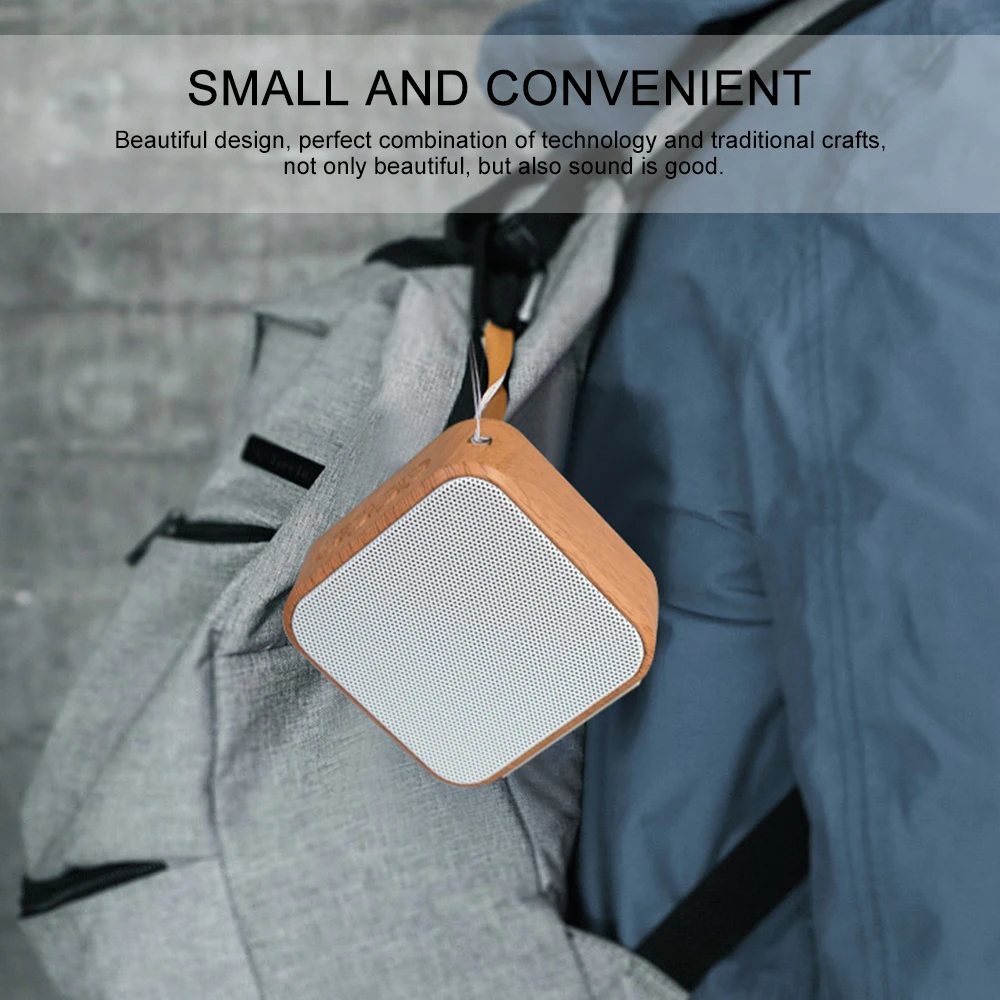 Portable A70 Bluetooth 4.2 Wooden Subwoofer Speaker mini HD Hi-fi Sound Music Speaker for Home Palm bsize Design Support TF