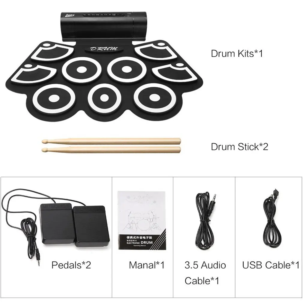 

TSAI Electronic Drum MD760 Foldable Digital USB Drum Kit Delicate Portable For Prenatal Educational Professional Learning Gift