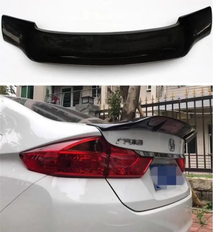High Quality CARBON FIBER& ABS PRIMER REAR WING TRUNK LIP SPOILER FOR Honda CITY R style BY EMS