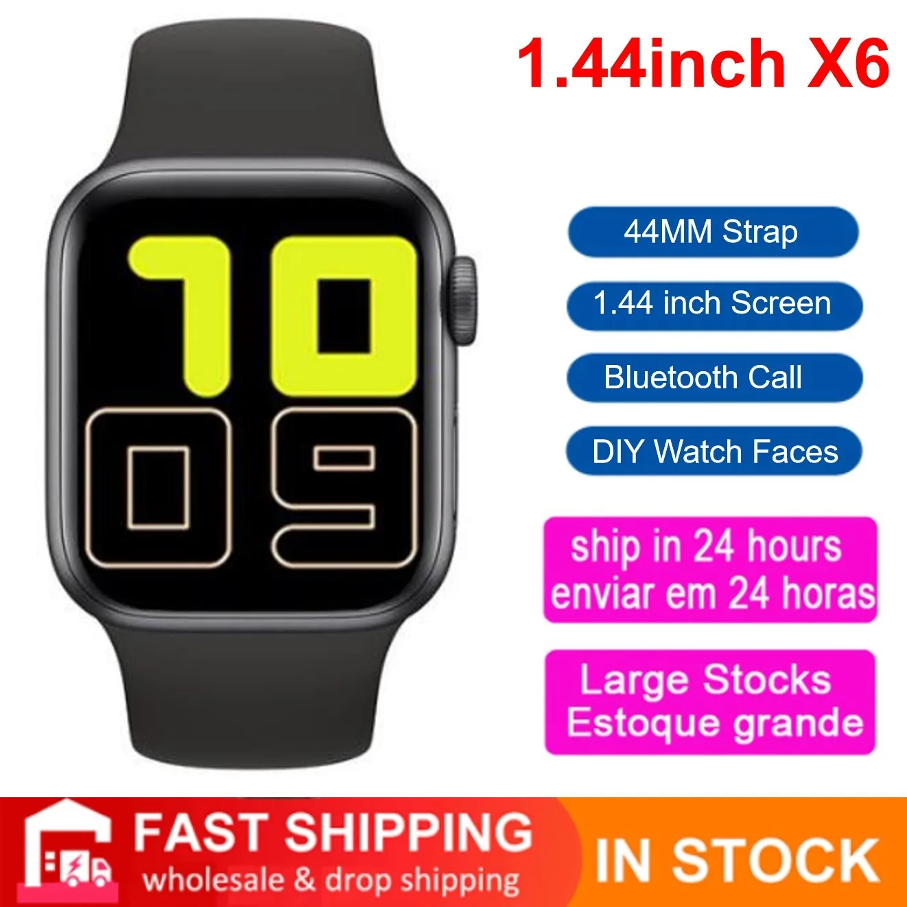 IWO 13 1.44inch X6 Smart Watch 2021 Series 5 Bluetooth Call Heart Rate Sports Fitness Smartwatch PK X16 W26 X8 T500 | Электроника