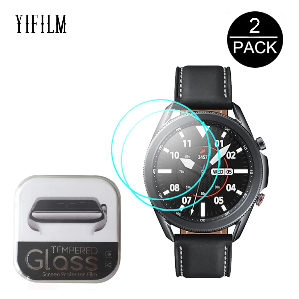 Vidrio Templado Premium 9H para reloj inteligente, película protectora de pantalla de cristal antiarañazos para Samsung Galaxy Watch 3, de 41MM y 45MM, 2 unidades