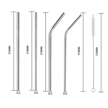 

New Stainless Steel Straws, 6 Pack Reusable Straws with 2 Pcs Cleaning Brushes, 8.5 inch Reusable Drinking Straws (3 Straight +