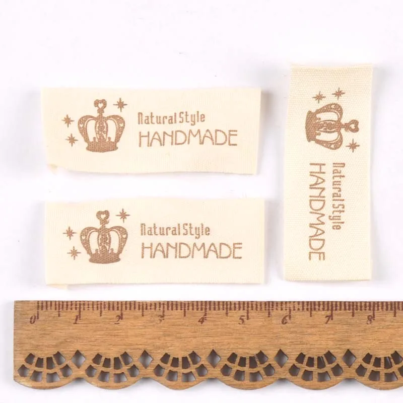 Clothing Labels Garment Tags Sewing Accessories 50pcs Mixed Handmade Printed Cotton Woven