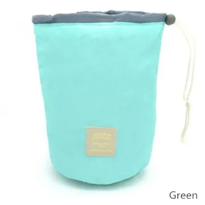 Корейский путешествий Органайзер для макияжа сумка цилиндр Водонепроницаемый Косметический мешок для хранения удобный комплект Карманный Женский туалетный мешок для хранения - Цвет: Green