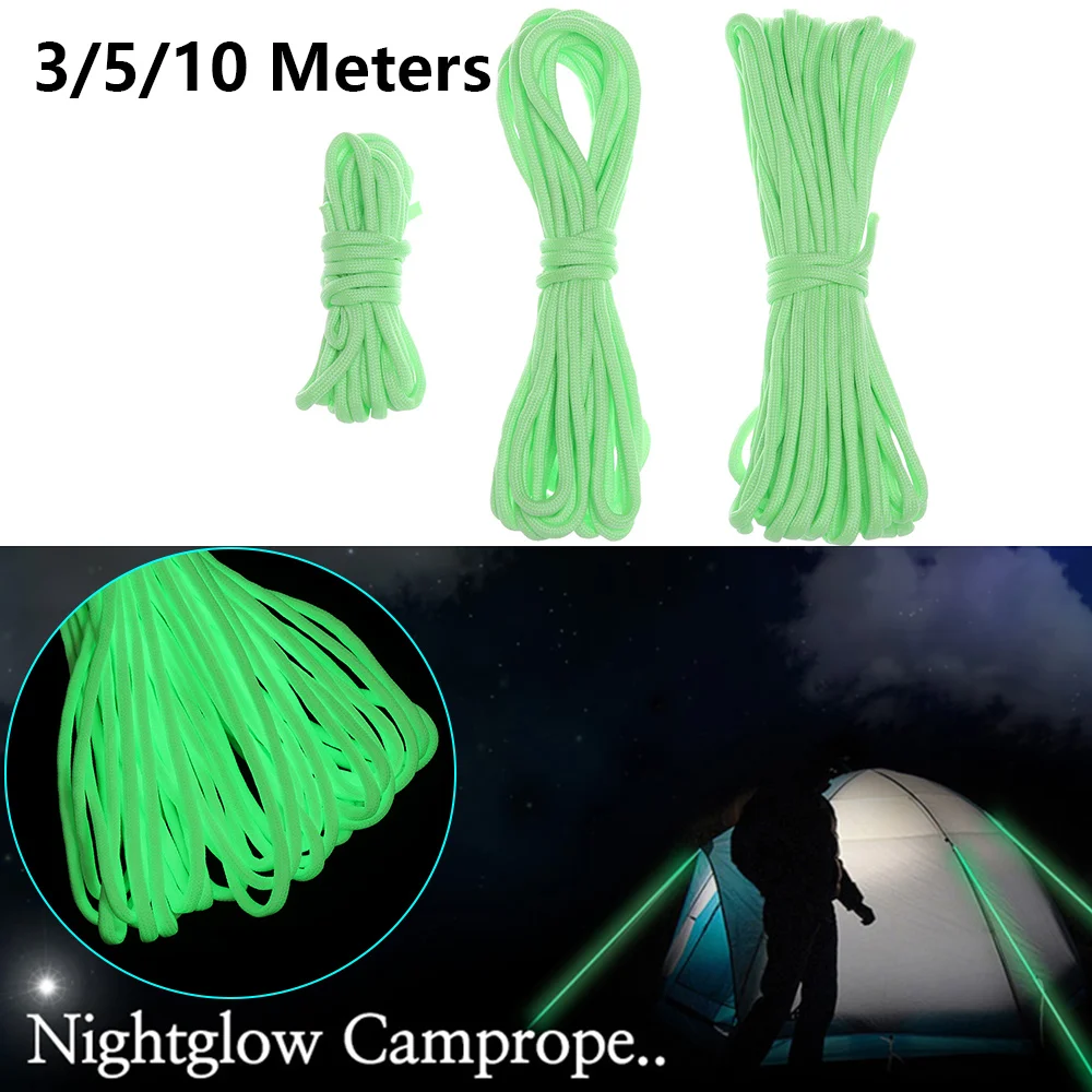 1 шт. 6 цветов 550LB 7 нитей светящаяся паракордовая веревка для выживания для лагеря светящиеся Шнуры Веревки для кемпинга ночное оборудование