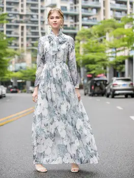 

Women's Floral Printing Dresses Girl's Street Fashion Dress Pleated and Sashes nice
