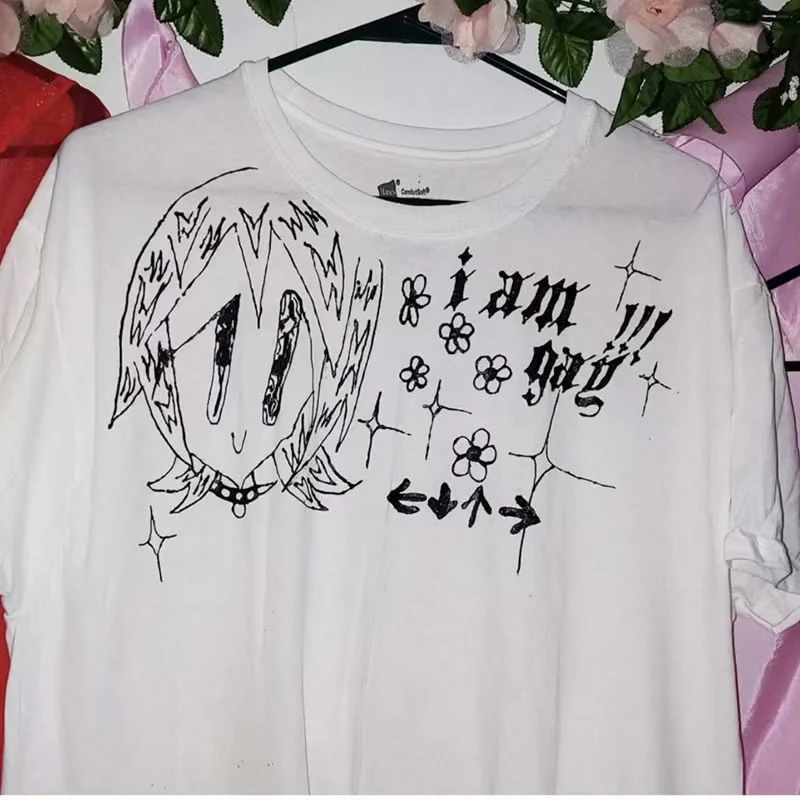 Эстетическая рубашка y2k Harajuku Kawaii в готическом стиле панк Темная футболка уличная
