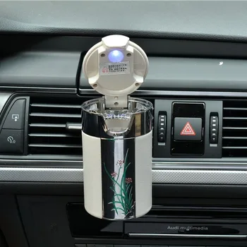 

New car ashtray carbon fiber car ashtray with lights car ashtray LED lights car supplies mini portable car ashtray ABS