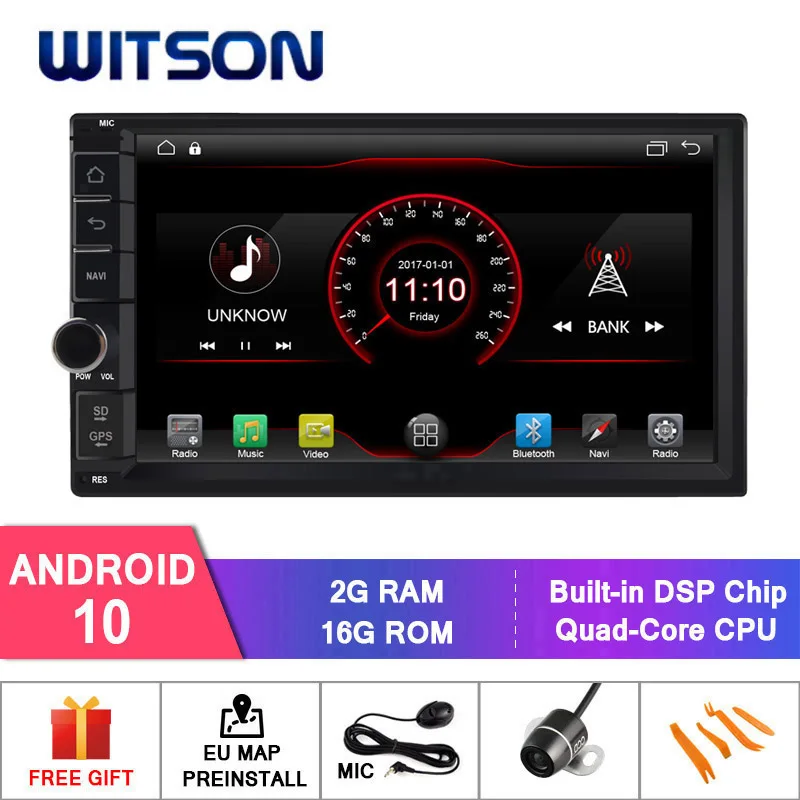 В наличии в Великобритании! WITSON Android 10 0 Универсальный двойной Din dvd плеер 2 Гб ОЗУ +