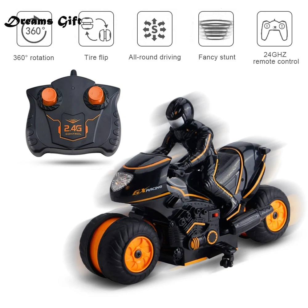 

RC Side Row Drift Motorcycle 2.4Ghz Remote Control 360 Degree Ratation All-round Driving Motorbike Toys Gifts for Kids Christmas