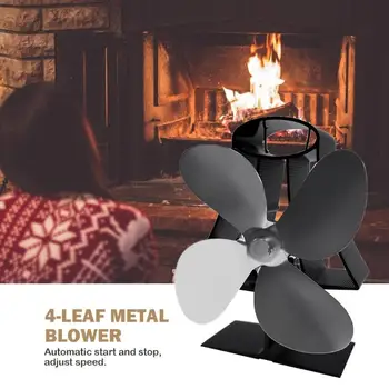 

Heat Powered Stove Fan Aluminum Heat Sink 4 Blades Burner Cooking Stove Low Noise Efficient Fireplace Fan Home Device